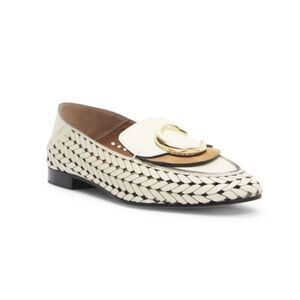 Chloe C Woven Cream Loafers Flats Sz 37.5